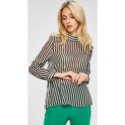 Answear - Bluzka Stripes Vibes. Szare koszule damskie ANSWEAR, s, bez wzorów, z poliesteru, casualowe, z golfem, bez rękawów. W wyprzedaży za 69,90 zł.