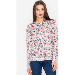 Ecru Klasyczna Bluza w Kolorowe Kwiaty. Szare bluzy damskie Molly.pl, s, w kwiaty, z jeansu, bez rękawów, bez kaptura. Za 149,00 zł.