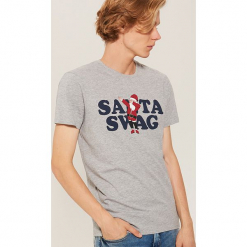 T-shirt ze świątecznym motywem - Szary. Szare t-shirty męskie marki House, l. Za 39,99 zł.