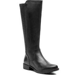 Oficerki JANA - 8-25601-21 Black 001. Czarne kozaki damskie marki Jana, ze skóry ekologicznej, bez obcasa, bez zapięcia. W wyprzedaży za 329,00 zł.
