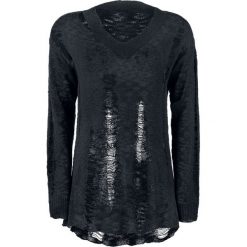 Swetry klasyczne damskie: Forplay Destroyed Knitted Sweater Sweter damski czarny