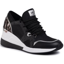 Sneakersy MICHAEL MICHAEL KORS - Liv Trainer 43F9LVFS7D Blk/Gun. Czarne półbuty damskie MICHAEL Michael Kors, ze skóry. W wyprzedaży za 599,00 zł.