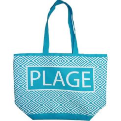 Torba plażowa "Texty" w kolorze turkusowym - 35 x 58 x 23 cm. Niebieskie torby damskie na zakupy Le Comptoir de la Plage, z tworzywa sztucznego. W wyprzedaży za 38,95 zł.