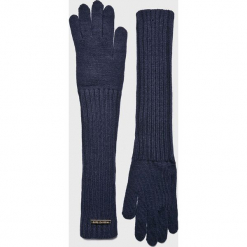 Trussardi Jeans - Rękawiczki. Niebieskie rękawiczki damskie Trussardi Jeans, bez wzorów, z jeansu. W wyprzedaży za 119,90 zł.