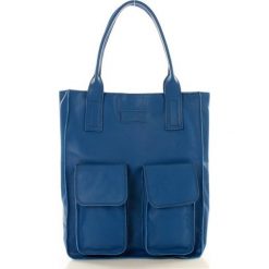 Torebka shopper z kieszeniami niebieska MELODY. Niebieskie torby damskie na zakupy marki Creazioni in pelle, ze skóry. Za 299,00 zł.