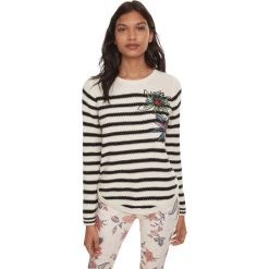 Desigual Baltimore Sweter Biały. Białe bluzy damskie Desigual, xs, w paski, z bawełny. Za 464,95 zł.