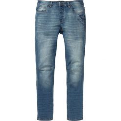 Dżinsy ze stretchem Regular Fit Tapered bonprix niebieski "used". Niebieskie jeansy męskie bonprix, m, z nadrukiem, z jeansu. Za 54,99 zł.