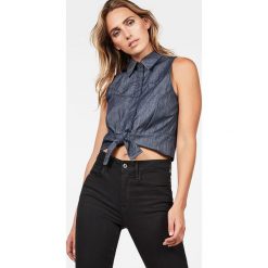 Top w kolorze granatowym. Niebieskie topy damskie G-Star, xl, bez wzorów, z klasycznym kołnierzykiem. W wyprzedaży za 219,95 zł.