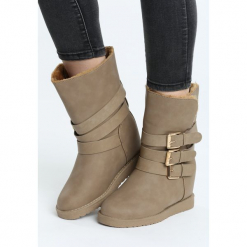 Khaki Śniegowce Usage. Brązowe buty zimowe damskie Born2be, z materiału. Za 99,99 zł.