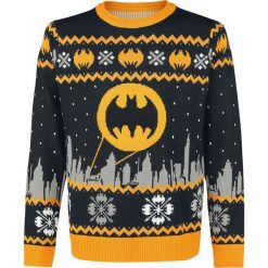 Batman Gotham Sweter czarny/szary/żółty. Szare swetry klasyczne męskie marki Batman, xl, z motywem z bajki. Za 144,90 zł.