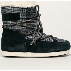 Moon Boot - Śniegowce. Niebieskie śniegowce damskie Moon Boot, ze skóry, na sznurówki. W wyprzedaży za 699,90 zł.