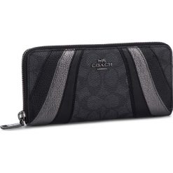 Duży Portfel Damski COACH - Sig Wv Ptch Slm Acc 72416 V5OQR Charcoal Multi. Czarne portfele damskie Coach, bez wzorów, ze skóry. W wyprzedaży za 589,00 zł.