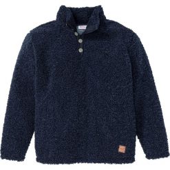 Bluza outdoorowa z polaru baranka z plisą guzikową bonprix ciemnoniebieski. Niebieskie bluzy męskie bonprix, s, bez wzorów, z polaru, ze stójką, bez rękawów, bez kaptura. Za 109,99 zł.