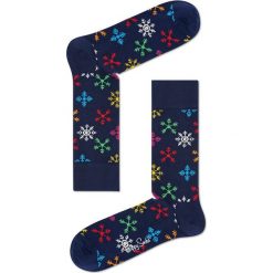 Skarpety Happy Socks Holiday Singles Snowflake (SNF01-6000). Niebieskie skarpetki damskie Happy Socks, z bawełny. Za 39,99 zł.