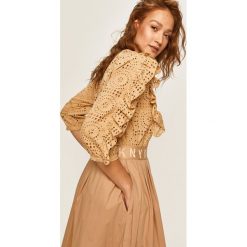 Dkny - Koszula. Czarne bluzki damskie DKNY, s, w koronkowe wzory, z bawełny, casualowe, bez kołnierzyka, bez rękawów. W wyprzedaży za 599,90 zł.