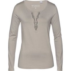 Shirt Premium z aplikacją bonprix kamienisto-srebrny. Szare koszulki damskie marki bonprix, z aplikacjami, bez kołnierzyka. Za 34,99 zł.