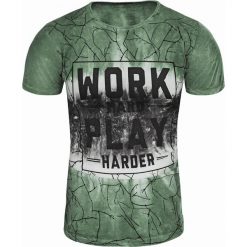 Koszulka męska t-shirt zielony Recea. Zielone koszulki męskie Recea, xxl, z nadrukiem, z elastanu, bez kołnierzyka, bez rękawów. Za 49,99 zł.