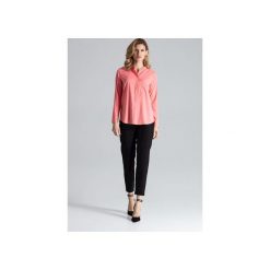 Bluzka M663 Koral. Różowe bluzki damskie FIGL, xl, bez wzorów, klasyczne, ze stójką, z długim rękawem. Za 119,00 zł.