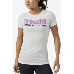 Reebok Koszulka Biały. Białe topy damskie Reebok, s, z nadrukiem, z poliesteru, bez kołnierzyka, z krótkim rękawem, krótkie, bez kaptura. Za 137,95 zł.