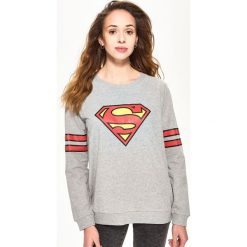 Bluzy rozpinane damskie: Bluza z motywem superman - Jasny szar