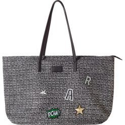 Shopper bag damskie: Shopper bag „Patches” w kolorze czarno-białym – 55 x 32 x 18 cm