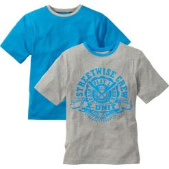 Koszulka ( 2szt.) bonprix jasnoszary melanż - turkusowy. Szare t-shirty chłopięce marki bonprix, z nadrukiem. Za 39,98 zł.
