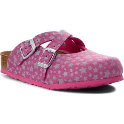 Klapki BIRKENSTOCK - Dorian Kids 1011404 Reflective Stars Fuchsia. Różowe sandały dziewczęce marki Birkenstock, ze skóry ekologicznej, bez zapięcia. W wyprzedaży za 189,00 zł.
