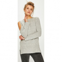 Answear - Sweter. Szare swetry klasyczne damskie ANSWEAR, l, z dzianiny, z okrągłym kołnierzem. Za 129,90 zł.