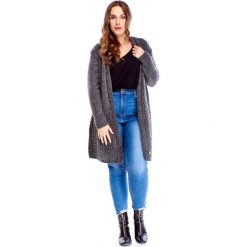 Długi sweter z ozdobnym luźnym splotem szary. Szare swetry damskie N/A, plus size, bez wzorów, z poliesteru, z długim rękawem, długie, bez kaptura. Za 105,03 zł.
