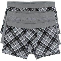 Bokserki (3 pary) bonprix dymny szary - biały w kratę. Szare bokserki męskie bonprix. Za 23,97 zł.