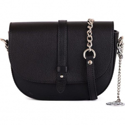 Skórzana torebka w kolorze czarnym - 21 x 16 x 6 cm. Czarne torebki klasyczne damskie Mia Tomazzi, w paski, z materiału. W wyprzedaży za 250,95 zł.