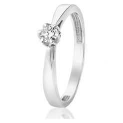 Piękny Pierścionek Złoty - złoto 585, Brylant 0,13ct. Żółte pierścionki damskie W.KRUK, z brylantem, złote. Za 2390,00 zł.