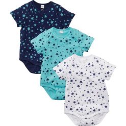 Body niemowlęce z krótkim rękawem (3 szt.) bonprix morski + kobaltowy + biały. Niebieskie body niemowlęce bonprix, z nadrukiem, z krótkim rękawem. Za 53,97 zł.