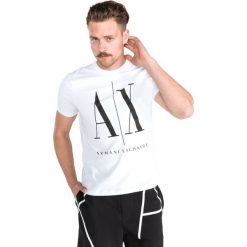 Armani Exchange Koszulka Biały. Białe podkoszulki męskie Armani Exchange, xxl, z nadrukiem, z bawełny, bez kołnierzyka, krótkie. Za 214,95 zł.