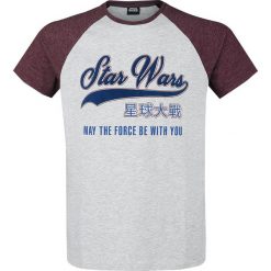 Star Wars May The Force Be With You T-Shirt odcienie szarego/czerwony. Szare koszulki męskie Star Wars, xl, z nadrukiem, retro, z okrągłym kołnierzem. Za 99,90 zł.