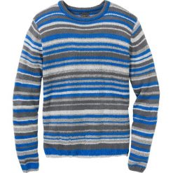 Sweter z dzianiny o splocie dużych oczek Regular Fit bonprix szaro-niebieski w paski. Szare swetry klasyczne męskie bonprix, l, w paski, z dzianiny. Za 109,99 zł.