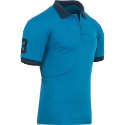Koszulka polo męska niebieska slim Recea. Niebieskie koszulki męskie Recea, xl, z aplikacjami, z bawełny, polo, bez rękawów. Za 31,45 zł.