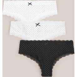 Majtki typu hipster z koronką 3 pack - Czarny. Czarne majtki damskie Reserved, s, z koronki. Za 49,99 zł.