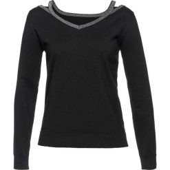 Sweter cold-shoulder bonprix czarny. Czarne swetry damskie bonprix, bez wzorów, bez rękawów, bez kaptura. Za 89,99 zł.