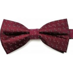 Ciemnobordowa Męska Mucha - VERNON - w Szare Kwardaty MUVRN0066. Czerwone muszki męskie Vernon, na imprezę, w paski, eleganckie. Za 29,00 zł.