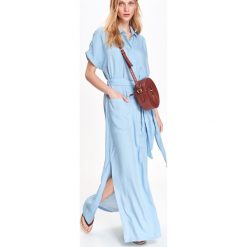 DŁUGA TENCELOWA SUKIENKA DAMSKA W STYLU JESSICA MERCEDES. Niebieskie sukienki damskie marki Top Secret, na co dzień, na zimę, bez wzorów, eleganckie, bez kołnierzyka, z długim rękawem, długie, mini. W wyprzedaży za 59,99 zł.