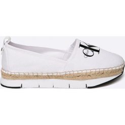Calvin Klein Jeans - Espadryle Genna Canvas. Białe espadryle damskie marki Calvin Klein Jeans, z jeansu, na obcasie. Za 459,90 zł.