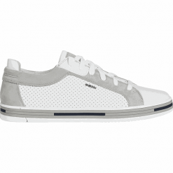 Geox Męskie tenisówki U Eolo White / Lt Grey U028RB-04323-C1236 (rozmiar 45). Szare trampki męskie Geox, bez wzorów, bez zapięcia. W wyprzedaży za 381,00 zł.