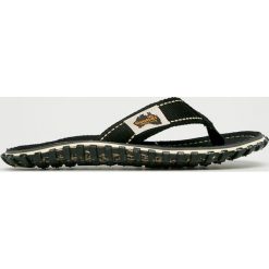 Gumbies - Japonki Islander Black. Czarne klapki damskie Gumbies, w paski, z bawełny, bez obcasa, na obcasie. W wyprzedaży za 89,90 zł.
