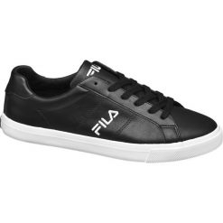 Tenisówki męskie Fila czarne. Czarne trampki męskie Fila, bez wzorów, z gumy, sportowe, bez zapięcia. Za 99,90 zł.