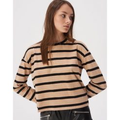 Bluzka w paski - Beżowy. Brązowe bluzki damskie Sinsay, s, w paski, bez kołnierzyka, bez rękawów. Za 24,99 zł.