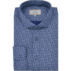 Bawełniana Koszula z Długim Rękawem, VICTORIO, Taliowana, Granatowy Wzór Paisley KSDWVCTO0338. Niebieskie koszule męskie Victorio, bez wzorów, z bawełny, eleganckie, bez kołnierzyka, z długim rękawem. Za 139,00 zł.