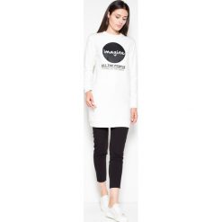 Bluza z oryginalnym nadrukiem kremowy. Białe bluzy damskie N/A, s, z nadrukiem, z elastanu, bez rękawów, bez kaptura. Za 165,19 zł.