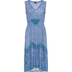 Sukienka z dżerseju z nadrukiem bonprix jasnoniebieski wzorzysty. Niebieskie sukienki damskie bonprix, na lato, z nadrukiem, z dżerseju, eleganckie, z dekoltem w serek, bez rękawów. Za 79,99 zł.