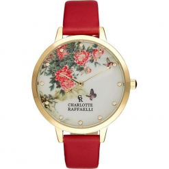 Zegarek kwarcowy "Floral" w kolorze czerwono-kremowo-złotym. Czerwone, analogowe zegarki damskie marki Stylowe zegarki, złote. W wyprzedaży za 127,95 zł.